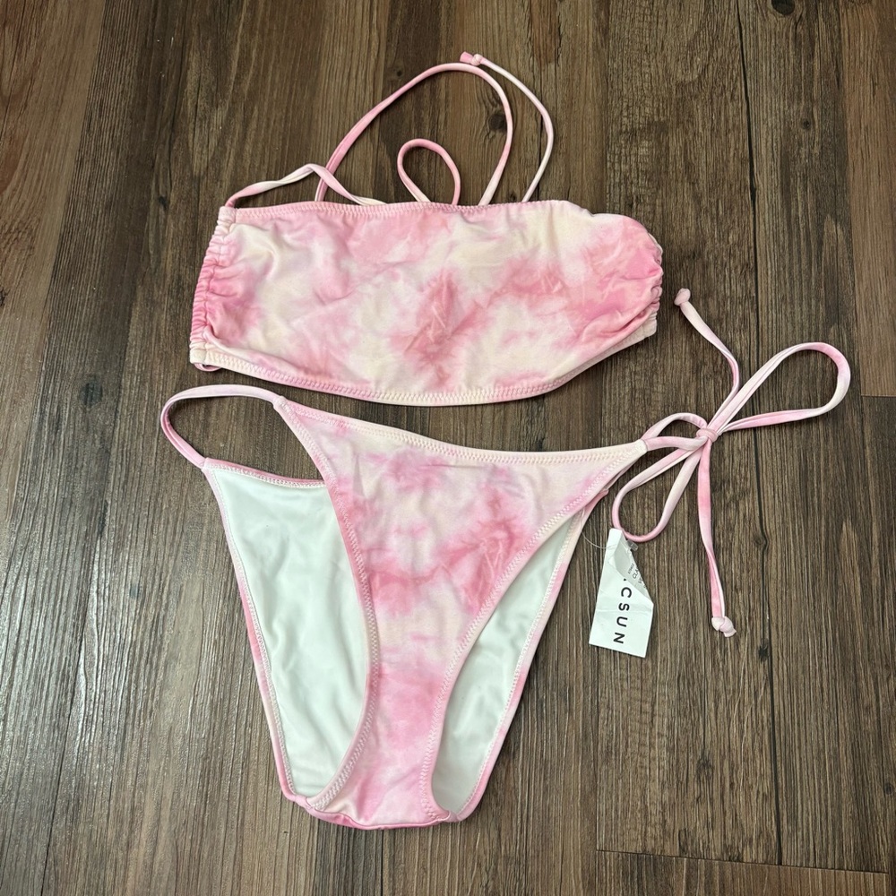 LA Hearts Pink Tie-Dye Bikini Set Size M
